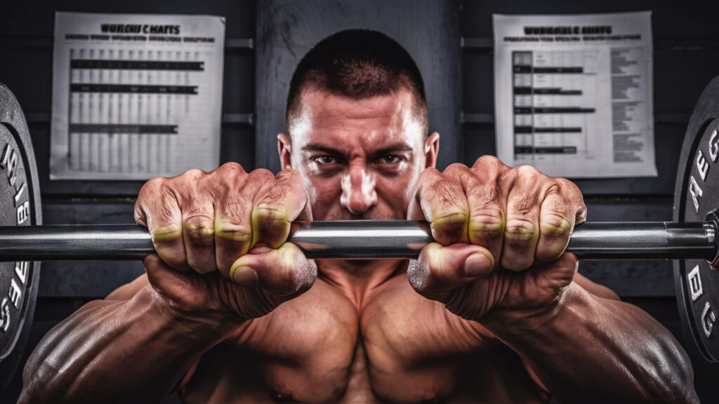 athlete's hands gripping a barbell during an intense lift